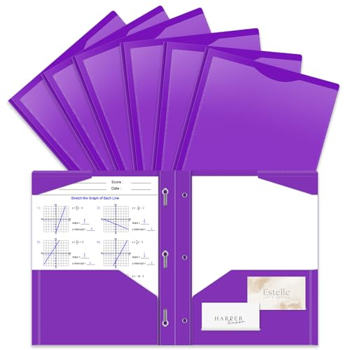 BAOFALI 24 Pack A4 Pocket Plastic Folder 2 Pockets and 3 Prongs 2 Card Slots, Durable, Tear-Resistant Heavy Duty Pocket Folders with Prongs, Colored Prong Folders for Schoolwork & Officer