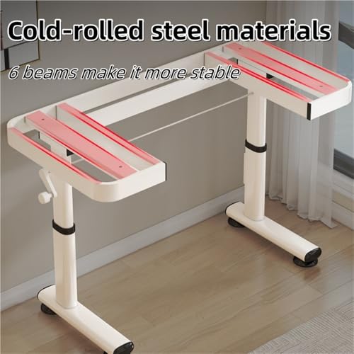 YRPZIQF Manual Home Standing Desk Frame, Cold-Rolled Steel Standing Desk Legs, Adjustable Height Sit Stand Desk Frame, Adjustable Desk Legs for Office, Study(White,80 * 50cm/31.5 * 19.7in)