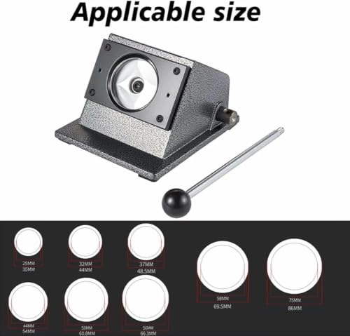 Round Badge Cutter 44mm,Manual Punch Press with,Steel Blade,Stainless Steel Blades for Paper and PVC Badges