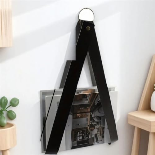 File Organizer Leather Hanging File Organizer Office Wall Decor Storage Shelf Home Magazine Rack Desk(Light Brown)