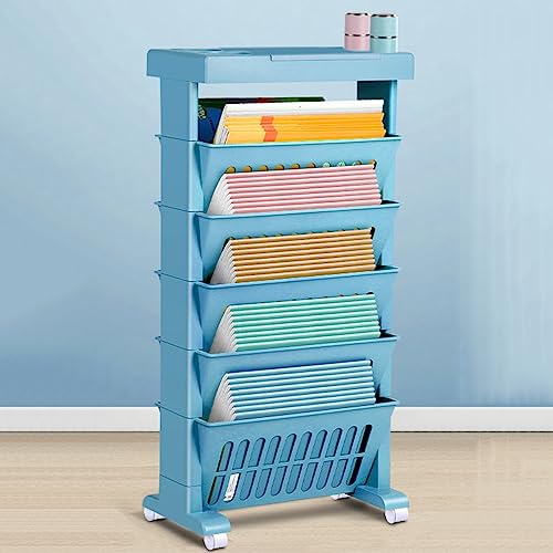 book cartMovable Bookshelf Cart, Desk Organizers and Accessories, Office Supplies Desktop Organizer with Wheels, 5-Tier Rolling Utility Cart Multifunctional Storage Trolley for Office Living