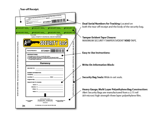 Clear Alert Bank Deposit Security Bags - 9x12" (Case of 250)