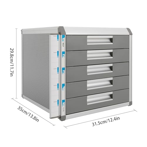 Josbuynls File Cabinet, Desk Organizer with 7 Drawers Metal Desktop Storage Cabinet File Holder with Locks and Keys for Home Office Organization (5 Layers-5 Small Floors)