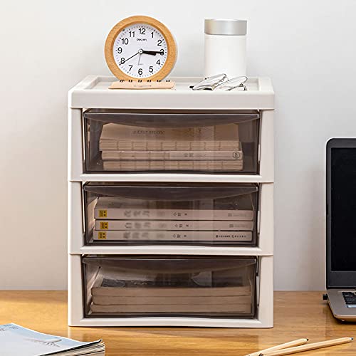 Storage Drawer Office Desk Organizer Plastic Desktop File Storage Box 3-Tier Durable Drawers Organizer Containers for Home School Office Desktop Organiser Storage Box (Style : 3-Drawer)
