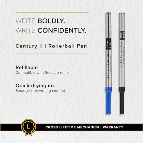 Cross Century II Cobalt Blue Diamond Selectip Rollerball Pen, Black Ink