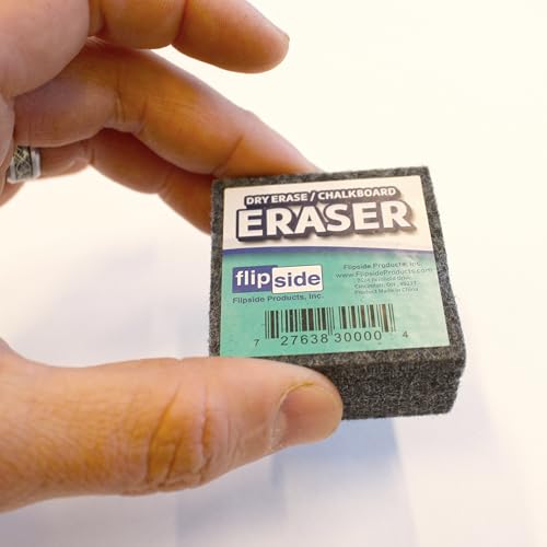 Flipside Products 12 Student Erasers, 12 Black Dry Erase Markers, Class Pack, Classroom, Small Erasers for Whiteboard and Chalkboard, 24 Total Pack