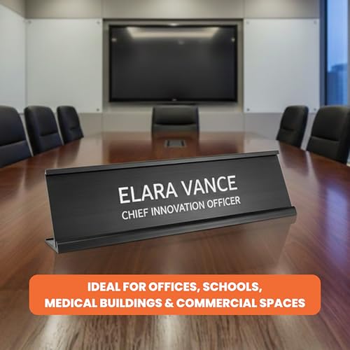 2" x 8" Aluminum Office Desk Nameplate Sign Holder (Silver) 10 Pack