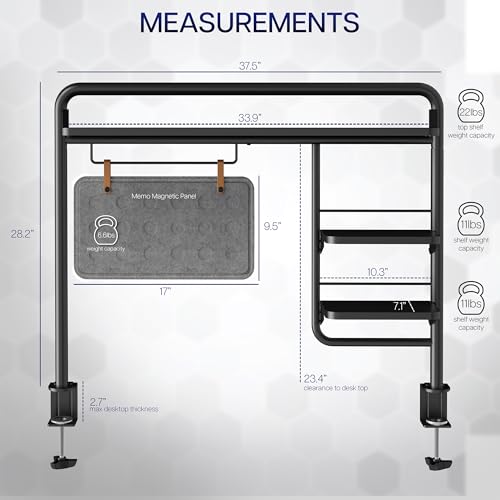 VIVO Black Clamp-on 38 inch Desktop Shelving System, DESK-SHELF38A