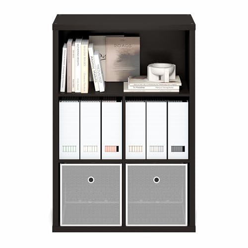 Furinno Cubicle 5-Cube Book Shelf, Extra Thick Frame Bookshelf, Dark Oak