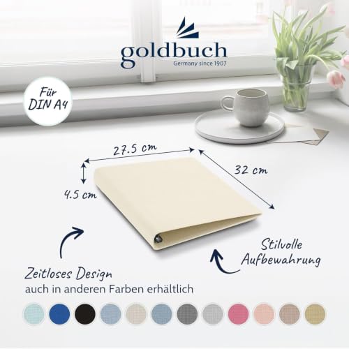 Goldbuch Ring Binder A4, Linen, Beige, 26x32 cm