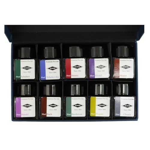 Diamine Bottle Ink Music Set, 10 Colors, 1.0 fl oz (30 ml)