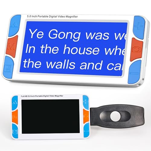Wsexyy Portable Digital Magnifier, 5 Inch Screen Electronic Reading Aid with LED Light, 3X-48X Times Zoom, 26 Color Modes, Ideal for Books, Seniors & Low Vision