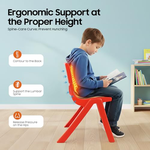 Beuioslyr 6 Pack Stackable School Chairs, Heavy Duty 220lbs Capacity Plastic Chairs, Kids Flexible Seating for Classroom Elementary, School, Daycare, Outdoor, Classroom Furniture (H: 20.47in)
