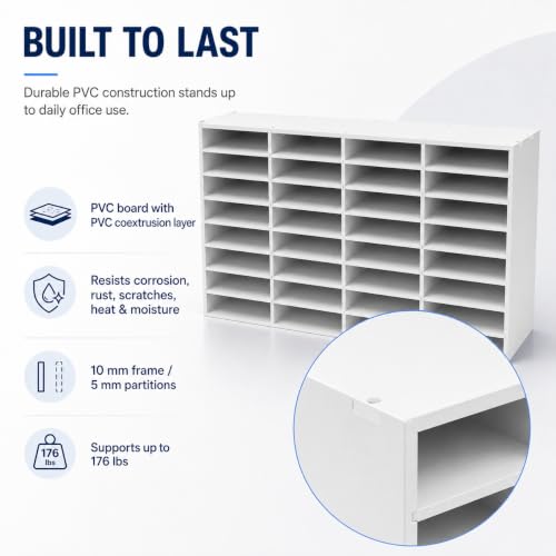 NTNOEA 36 Compartment Literature Organizer, Large Mail Sorter Cabinet with Adjustable Shelves, 176 lbs Load Capacity, Desktop File Mailbox