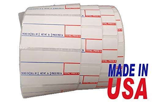 Aquos CAS Scale Labels Roll – White Label Roll for CAS Scales | Thermal Printer Stickers | Self Stick Deli Scale Labels for Food & Meat Packaging (36 Rolls, 8000)