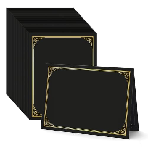 Black Certificate Holders (50 Packs), Diploma Covers Gold Foil Border