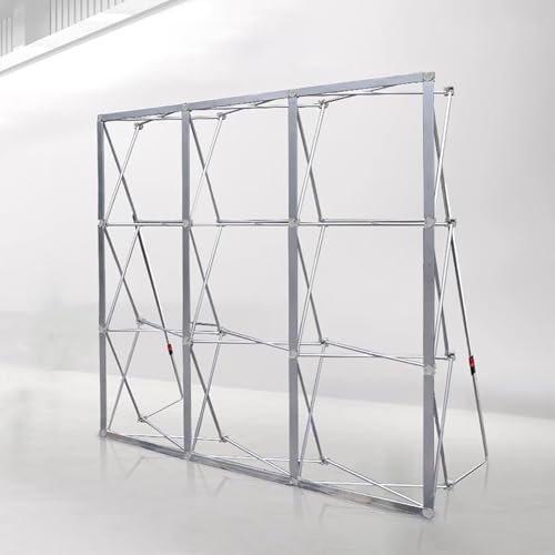 Jievmrs Tension Fabric Pop Up Display Stand Backdrop Booth, Portable Display Frame Rack with 2 Support Bars, Wedding Event/Birthday Party Background Truss(2.3x2.3m (7.5x7.5ft))