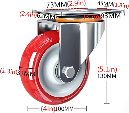 MXXADHPL Office castors Caster Wheels Transport Polyurethane Castors,Caster Wheels for Furniture,Swivel Plate Caster