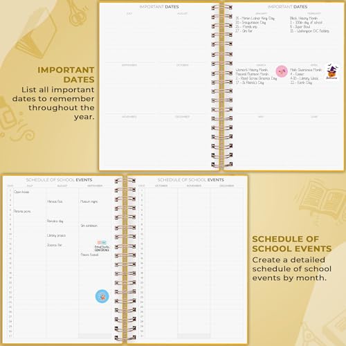 Clever Fox Teacher Planner Spiral, Undated Gradebook Homeschool AmberYellow