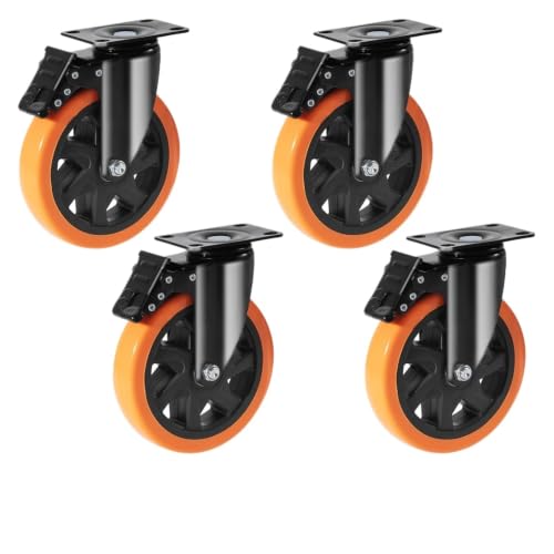2-6in Furniture Caster Wheels Set of 4 Swivel Plate Casters