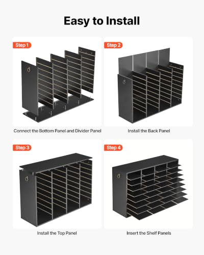 VEVOR Wood Literature Organizer 36 Compartments Office Mailboxes Black | Countertop Literature Sorter for Files Documents Papers, with Adjustable Shelves, for Office, Home, Classroom Organization