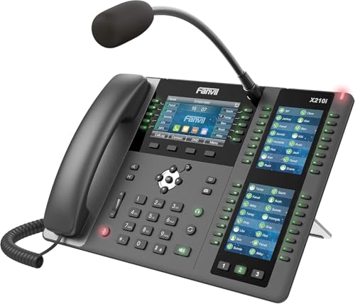 Fanvil X210i Enterprise SIP Console IP Phone, Triple Display with 106 DSS Keys, Dual Gigabit Ethernet PoE Business VoIP Phone