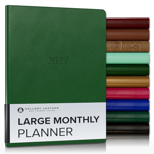 Gallery Leather Large Monthly Planner 2026-2027 Monhegan Emerald