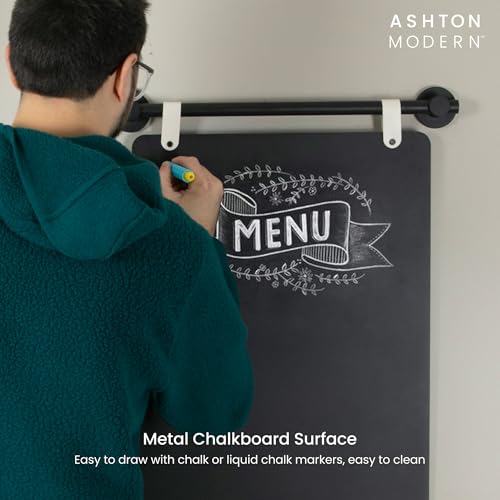 Ashton Modern Metal Magnetic Chalkboard, 17x31.5 Inch - Hanging Design