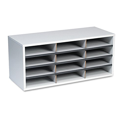 Fellowes 25004 12-Section Compartment Sorter, Melamine Laminated, Dove Gray