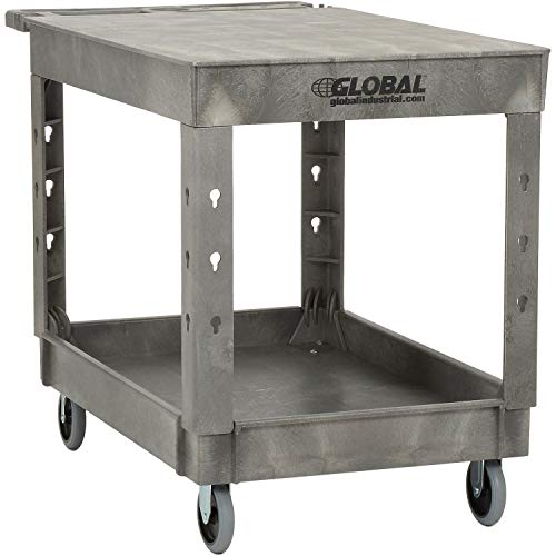 Global Industrial Flat Top Utility Cart with 2 Shelves & Storage Handle,
