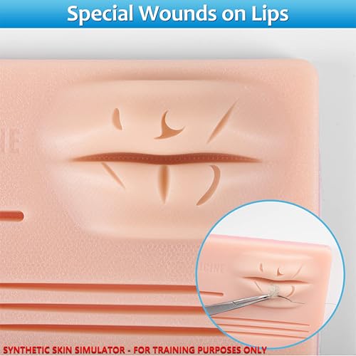 Suture Practice Training Kit for Practice, with Large Silicone Lip Suture Pad, Instruments, Stapler Remover Training Videos for Education only