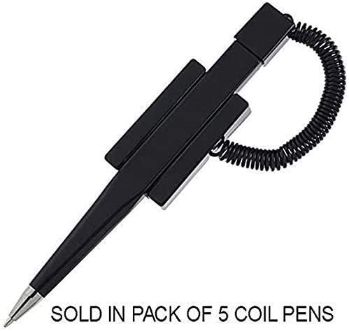 Nobo Pack of 50 Counter Coil Corded Wedgy Pen with Adhesive Backing, Black Ink