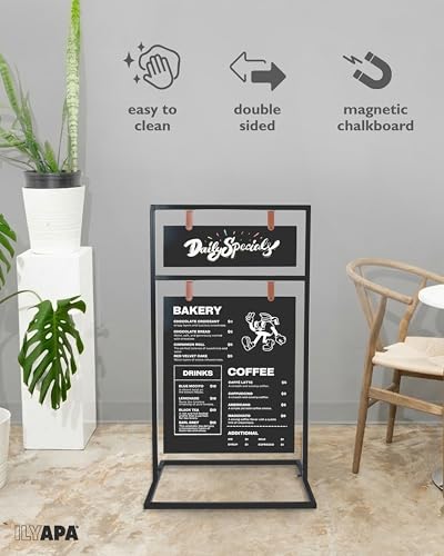 Ilyapa Twin Metal A Frame Sign, Chalkboard Sidewalk Sign - 24x42 in