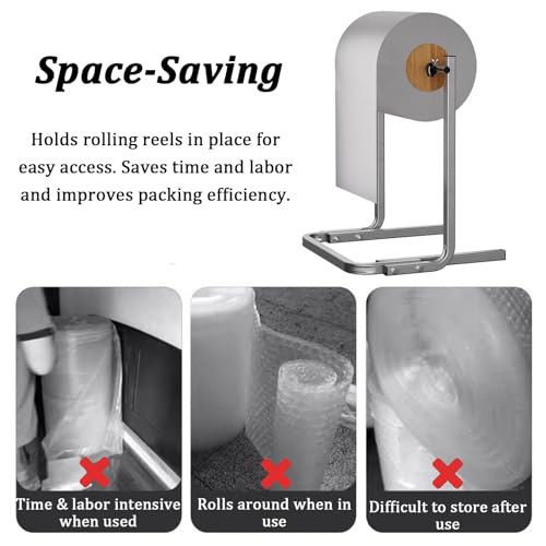 XAWSOP Stretch Film Dispenser for Packing, Moving and Shipping, Heavy-Duty Packaging Rack for Bubble Cushion, Pearl Cotton & EPE Foam Rolls, Space-Saving,15.7x21.3x27.5in