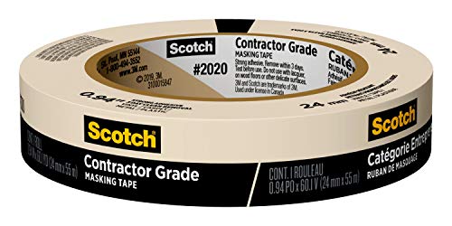 Scotch Contractor Grade Masking Tape, 0.94 inches by 60.1 yards (1,442 yards total), 2020, 24 Rolls