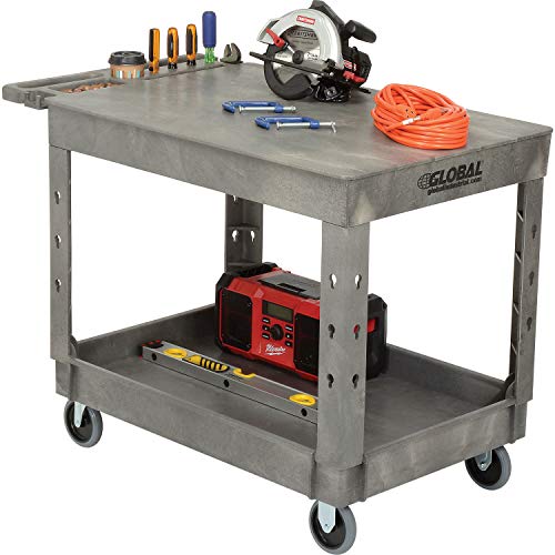 Global Industrial Flat Top Utility Cart with 2 Shelves & Storage Handle,