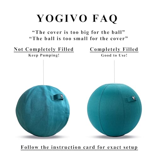 YOGIVO Sitting Ball Chair, Yoga Ball Chair Exercise Ball Chair for Home Office Desk, Stability Ball for Fitness & Pilates, Ergonomic Balance Ball Seat with Cover and Pump