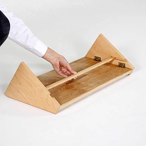 M&T Displays 5 Tiered Wooden Business Desk Card Holder 25 Pockets Natural Wood Desktop Organizer Table Top Decor Display Stand Sign Accessories for Office Restaurant Store Shop Home Decoration