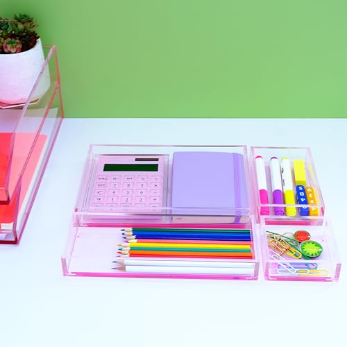 EXPUTRAN Acrylic Calculator with Stand, Battery and Solar Hybrid Powered Basic Calculator 12-Digit LCD Display,Home Office Desktop Accessories(Pink)