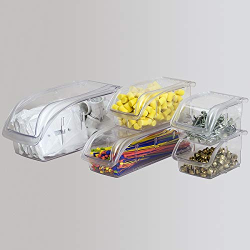 Akro-Mils 305A3 Insight Ultra-Clear Hanging and Stacking Plastic Storage Bin, (7-3/8-Inch x 4-1/8-Inch x 3-1/4-Inch), Clear, (16-Pack)