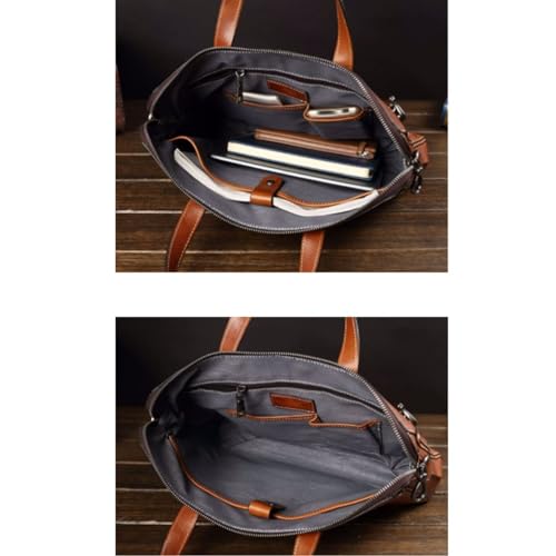 STBTOO Briefcases Men's Genuine Leather Shoulder Bags Handbags Messenger Bags Luggage Bags Laptop Bags(Brown)