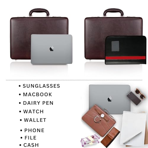 ACEKING Full Grain Leather Briefcase for Men, Brown