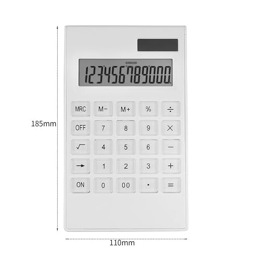 White Computer Solar 12 Bit Crystal Button Power Office Portable Calculator