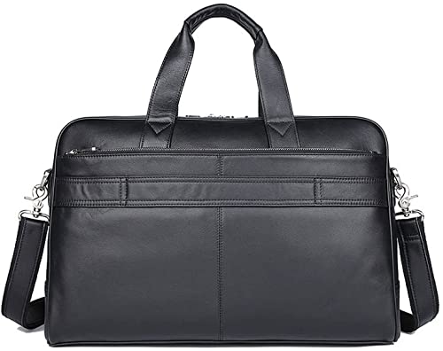 XIXIDIAN Mens Genuine Leather Laptop Briefcase Shoulder Bag Messenger Handbag Crossbody Business Computer Case Satchel School Rucksack 17 inches Laptop Bag(Size:47x18.5x31cm) (Color : Black)