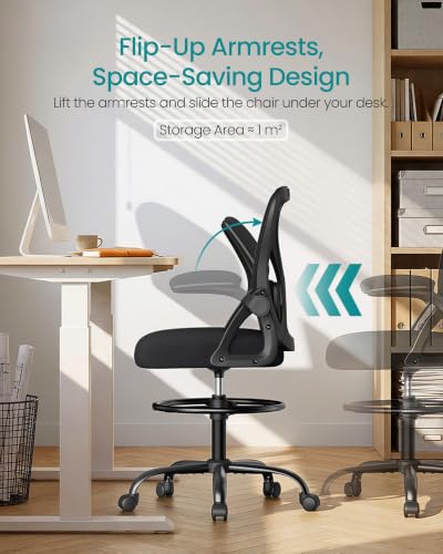 SONGMICS Drafting Chair, Ergonomic Tall Office Chair for Standing Desk