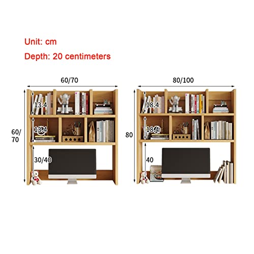 Bookcase Desktop Bookshelf Organizer Wood Countertop Bookcase Storage Display Rack Office Supplies Desk Organizer Desk Organizer Literature Photo Display Rack, Light Brown Modern(L70xD20xH70cm)