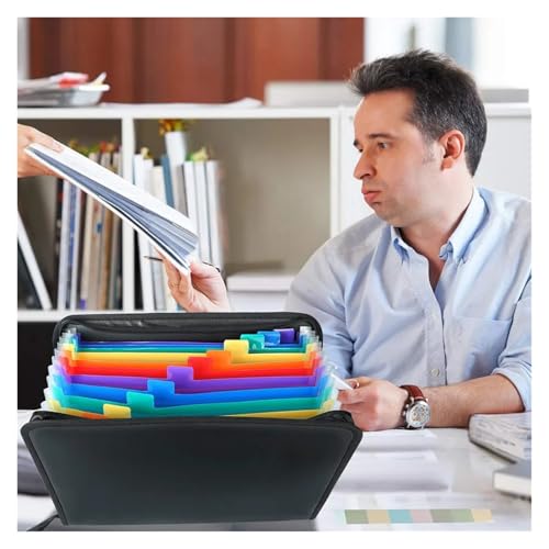 Pages File Bag Expanding File Folder A4 Waterproof Document Organizer Bag with 12 Multicolor Pockets for File Storage, Portable Accordion Folder