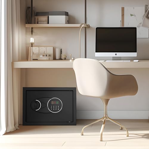 Goldenkey 1.6 Cu.Ft Classic Large Safe with Charging Port – Digital Steel Safe with Shelf, Fits Laptop, Jewelry & Important Documents, 11.81"D x 14.96"W x 11.81"H