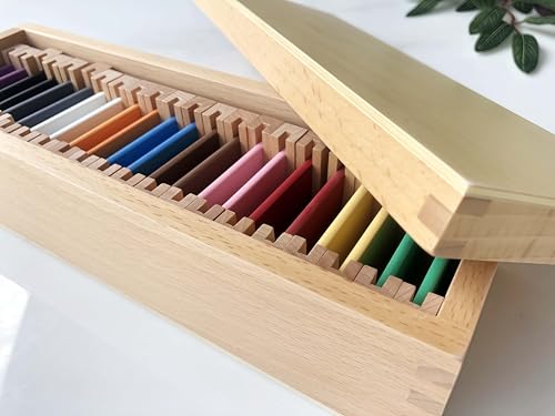 penepico Montessori Visual Sensory Toys Wooden Color Tablets Box 2 for Kids, 11 Color Matching Set, Beechwood Educational Toys for Toddlers 3-6, Durable Sensory Materials for Preschool Learning