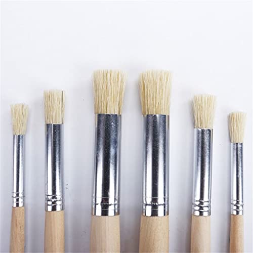 UOHLCX HBJWOV 6pcs/Set Watercolor Painting Stencil Brush Different Size Wooden Handle Art Supplies